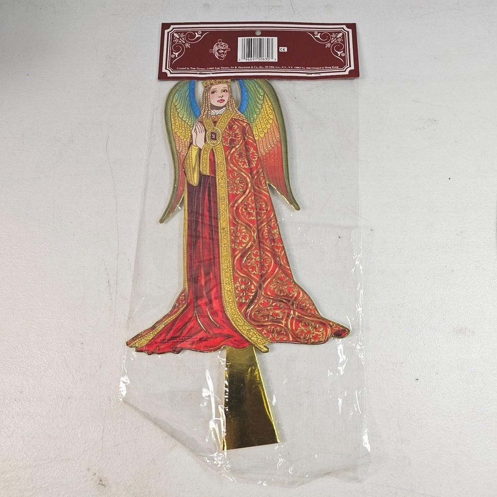 VTG Christmas Paper Angel Tree Topper 1995 Shackman‎ Diecut 11 Inch Tall